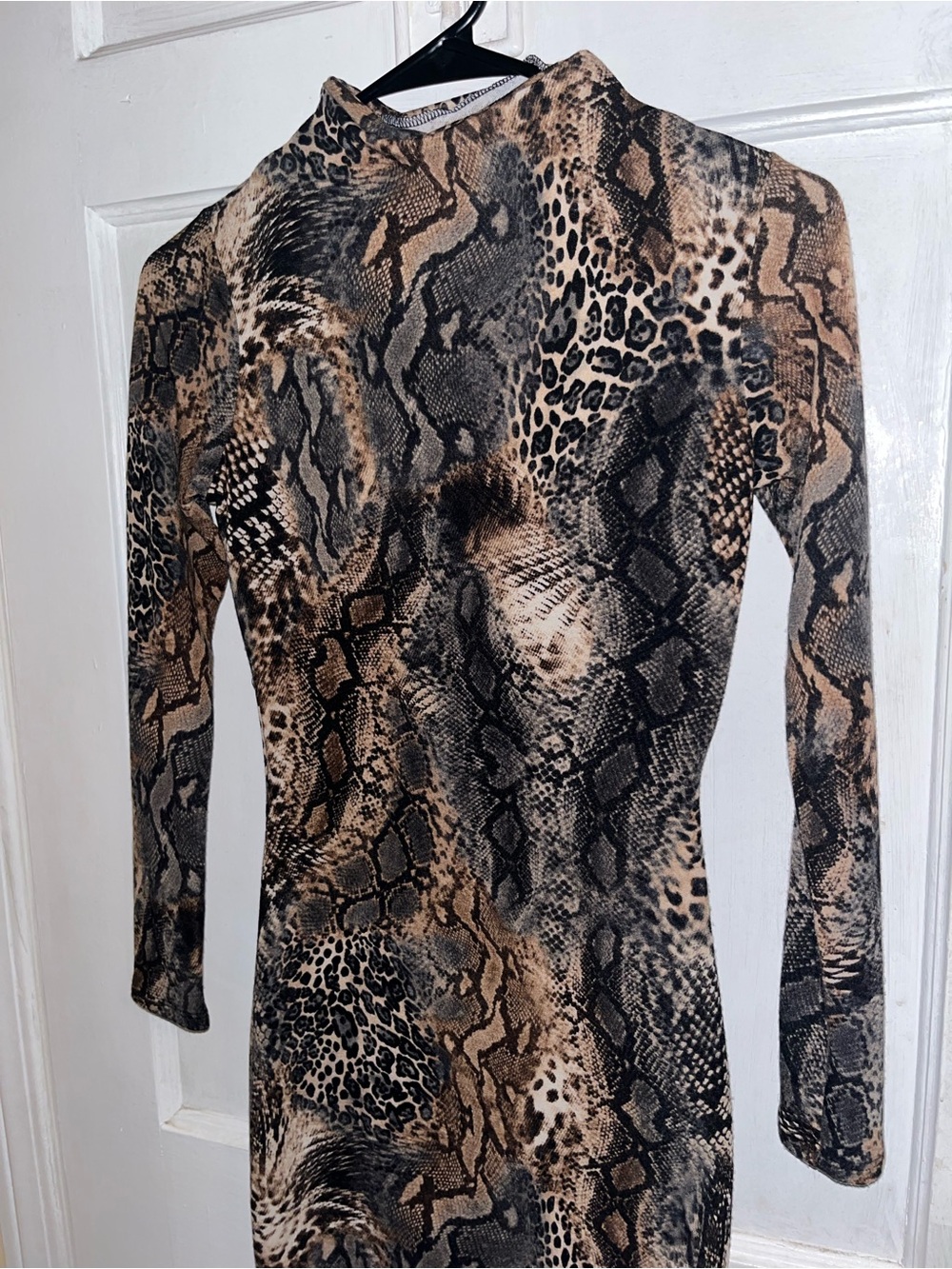 Fashion Nova Brown and Black Reptile-Print Bodycon Dress